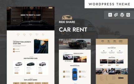Ride Share - Araba Kiralama ve Rezervasyon Hizmetleri WordPress Elementor Teması