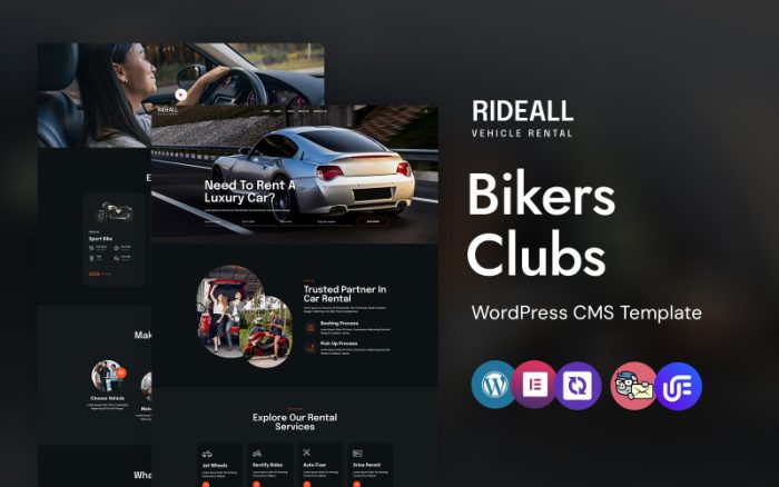 RideAll - Motor Sporları ve Motosiklet Kulüpleri WordPress Elementor Teması