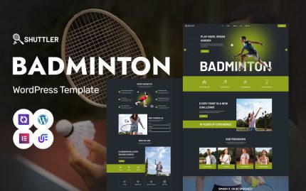 Shuttler - Badminton Kulübü, Badminton Akademisi ve Eğitim WordPress Elementor Teması