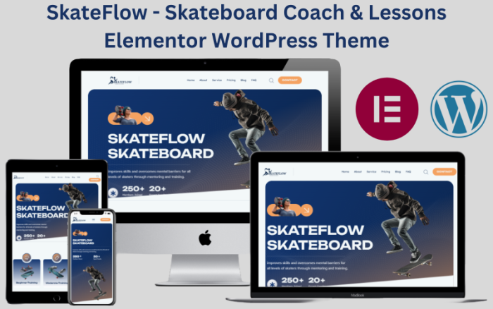 SkateFlow - Kaykay Koçu ve Dersleri Elementor WordPress Teması
