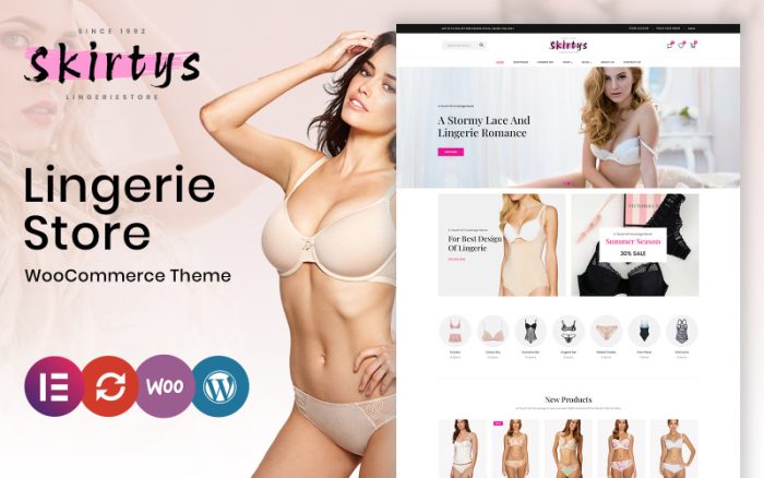 Skirtys - İç Giyim ve Yetişkin Mağazası Modern Elementor WooCommerce Teması