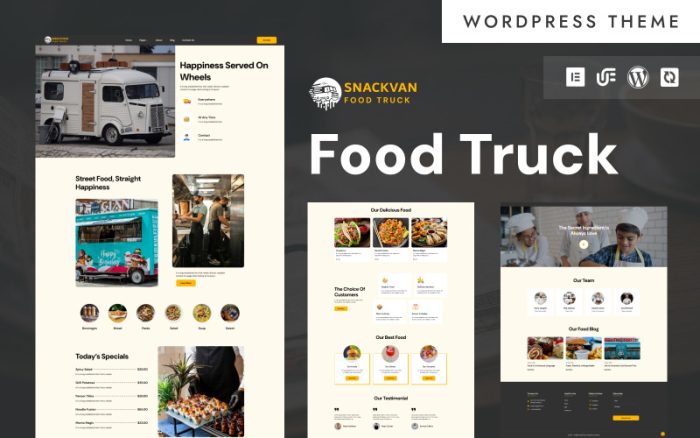 Snackvan - Sokak Yemeği ve Yemek Kamyonu WordPress Elementor Teması