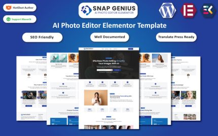 Snap Genius - AI Fotoğraf Editörü Web Sitesi Elementor Teması