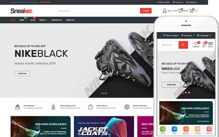 Sneaker - Ayakkabı Mağazaları WooCommerce Teması