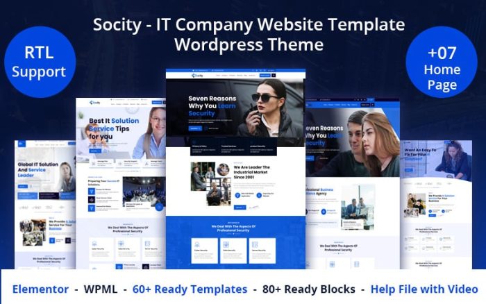 Socity - BT Şirketi Web Sitesi Teması WordPress Teması