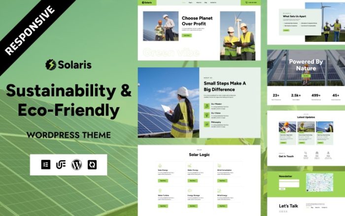 Solaris - Alternatif Güç ve Yeşil Enerji WordPress Elementor Teması