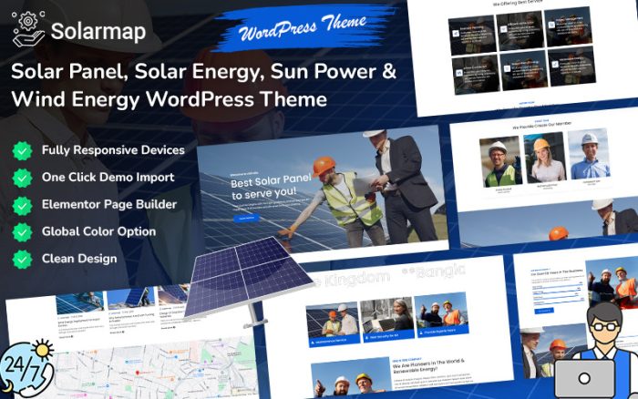 Solarmap - Güneş Paneli ve Güneş Enerjisi Elementor Teması