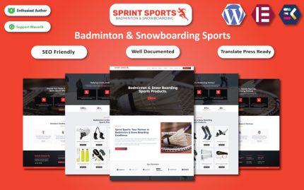 Sprint Sports - Badminton ve Snowboard E-Sporları WooCommerce Elementor Teması