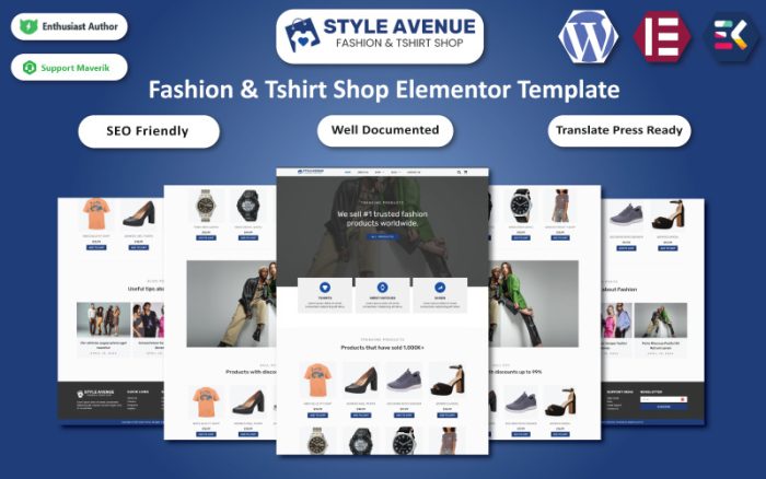 Style Avenue - Moda ve Tişört Mağazası WordPress Elementor Teması