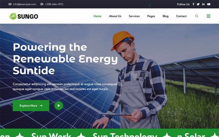 Sungo - Güneş ve Yenilenebilir Enerji WordPress Teması
