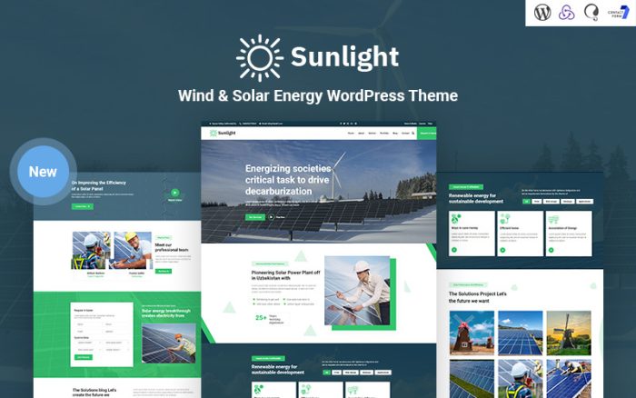 Sunlight - Mobil Uyumlu Rüzgar ve Güneş Enerjisi WordPress Teması
