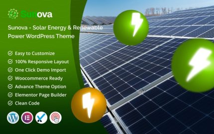 Sunova - Güneş Enerjisi ve Yenilenebilir Güç WordPress Teması