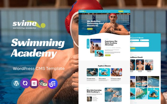 Svime - Yüzme Akademisi ve Eğitim Çok Amaçlı WordPress Elementor Teması