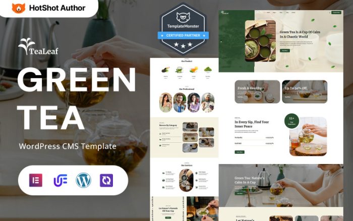 TeaLeaf - Organik Yeşil Çay Mağazası ve Bitkisel İnfüzyonlar WordPress Elementor Teması