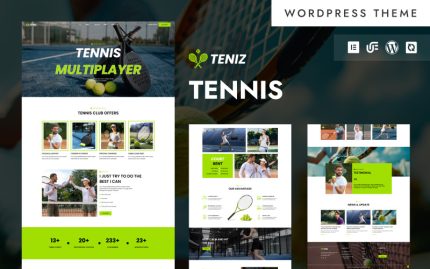 Teniz - Tenis Kulübü ve Eğitim Akademisi WordPress Elementor Teması