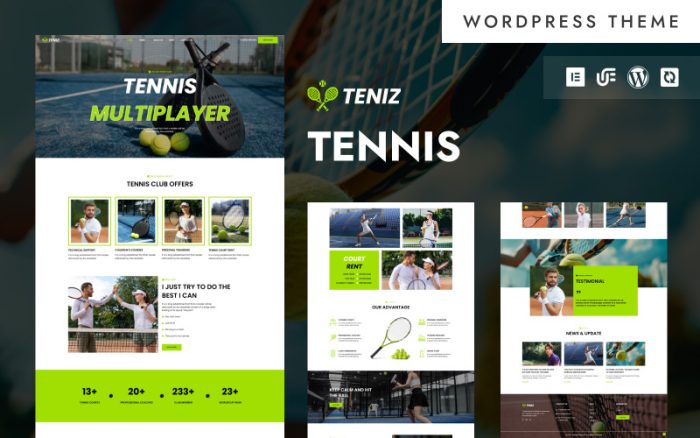 Teniz - Tenis Kulübü ve Eğitim Akademisi WordPress Elementor Teması