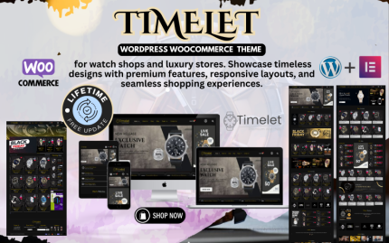 Timelet - Lüks Saat E-Ticaret Elementor WooCommerce Teması