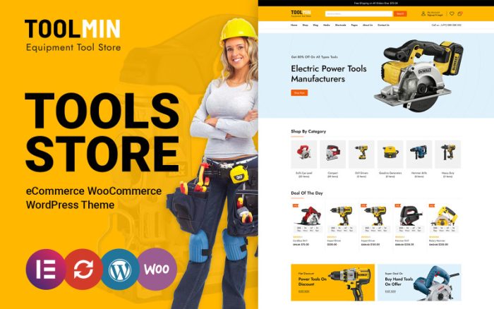 ToolMin - Elektrikli Ekipman WooCommerce Teması
