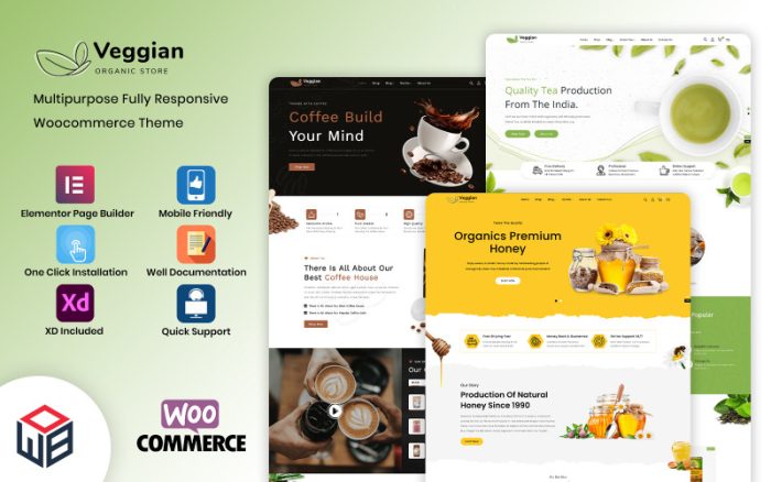 Veggian - Çok Amaçlı Bitkisel Çay, Kahve ve Bal WooCommerce Teması