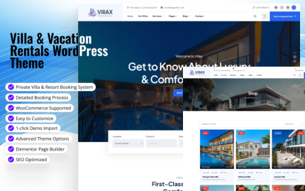 Villax - Lüks Villa, Tatil Köyü, Otel, Tatil Kiralama ve Rezervasyon WordPress Teması