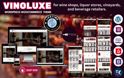 VinoLuxe - Modern Şarap Dükkanı ve Şaraphane WooCommerce Teması