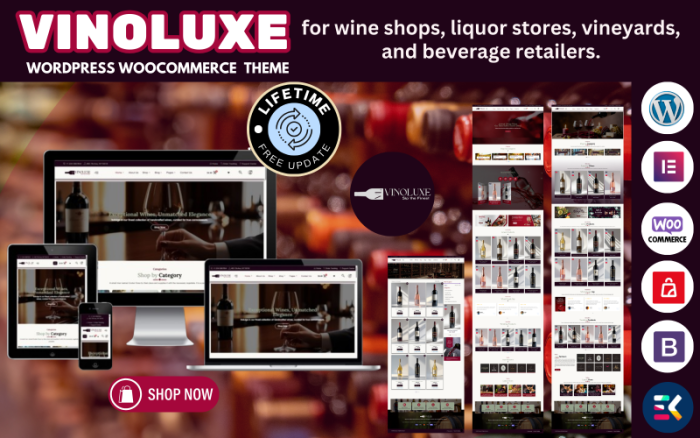 VinoLuxe - Modern Şarap Dükkanı ve Şaraphane WooCommerce Teması
