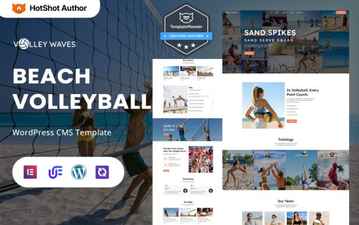Volley Waves - Plaj Voleybolu Kulübü, Akademisi ve Koçluk WordPress Elementor Teması