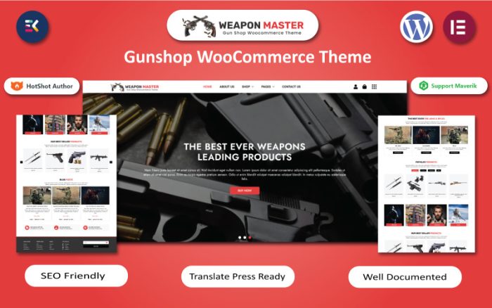 Weapon Master - Silah Ustası Woocommerce Elementor Teması
