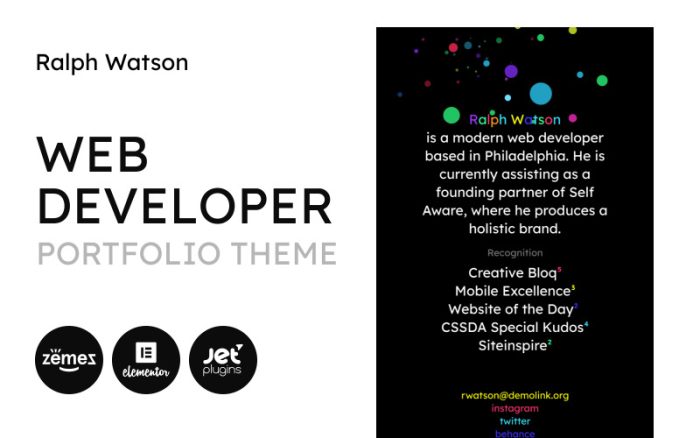 Web Portföyü - Minimalist Web Geliştirici Portföyü Teması WordPress Teması