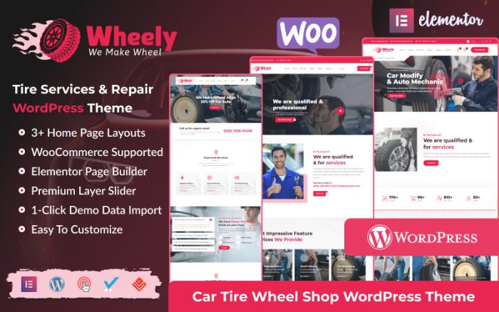 Wheely - Tekerlekli Araç Lastik Onarım Hizmetleri WordPress Teması