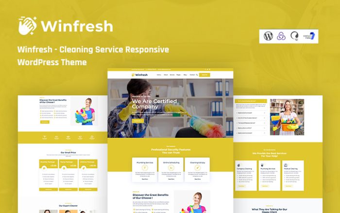 Winfresh - Mobil Uyumlu Temizlik Hizmeti WordPress Teması