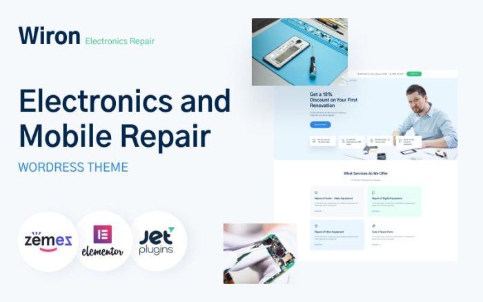 Wiron - Elektronik ve Mobil Onarım Teması WordPress Teması