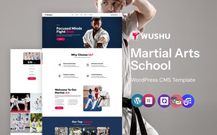 Wushu - Dövüş Sanatları Okulu Ve Karate WordPress Elementor Teması
