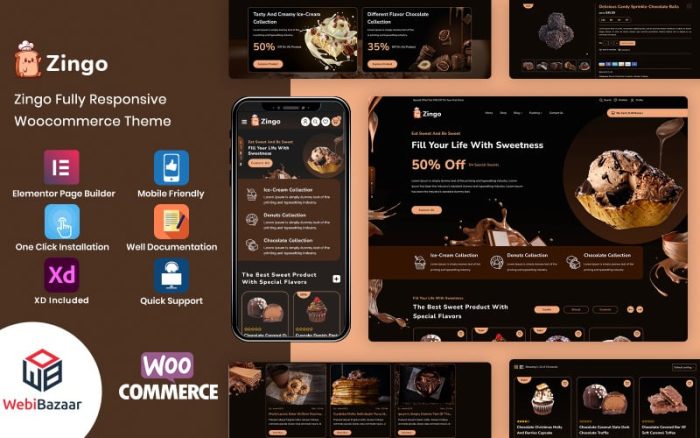 Zingo - Pastane, Tatlılar ve Çikolata WooCommerce Teması