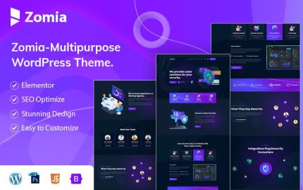 Zomia - Siber Güvenlik Hizmetleri Elementor WordPress Teması.