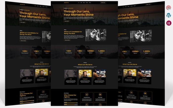 Agencye - Yaratıcı Fotoğraf Ajansı Elementor WordPress Teması