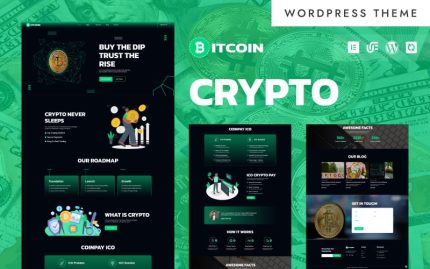 Bitcoin - Kripto Para Birimi ve Blockchain WordPress Elementor Teması