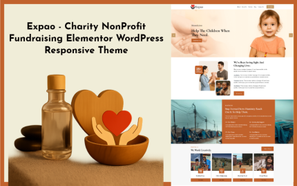 Expoa - Yardımseverlik Kar Amacı Gütmeyen Bağış Toplama WordPress Mobil Uyumlu Teması