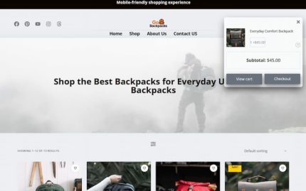 Go Backpacks - Modern Sırt Çantası WooCommerce Teması