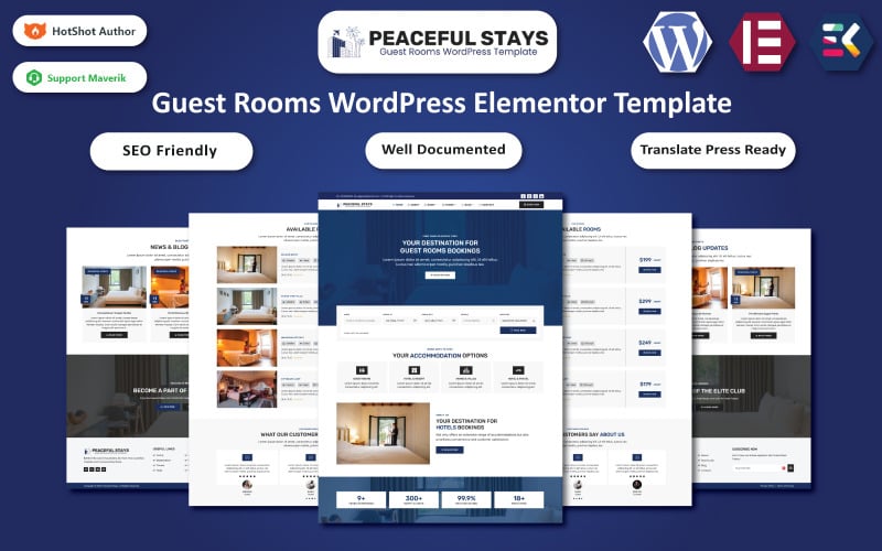 Huzurlu Konaklamalar - Misafir Odaları, Otel ve Tatil Köyü WordPress Elementor Teması