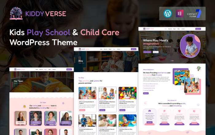 KiddyVerse – Çocuk Oyun Okulu ve Çocuk Bakımı WordPress Teması