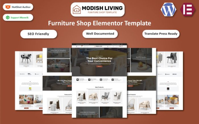 Modish Living - Mobilya ve Ev Eşyaları WooCommerce Elementor Teması