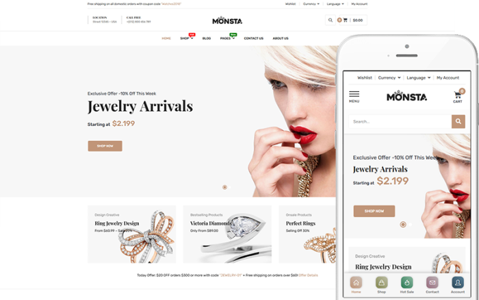 Monsta - Mücevher Teması WooCommerce Teması