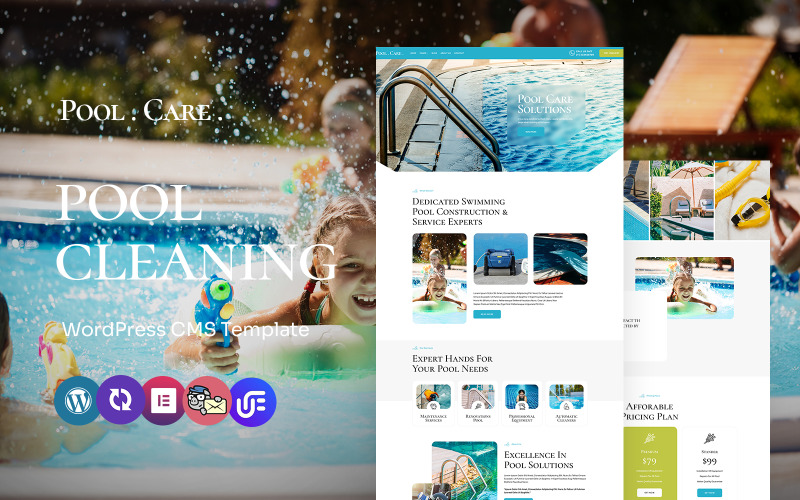 Poolcare - Modern Yüzme Havuzu Temizleme ve Bakım Hizmeti WordPress Elementor Teması