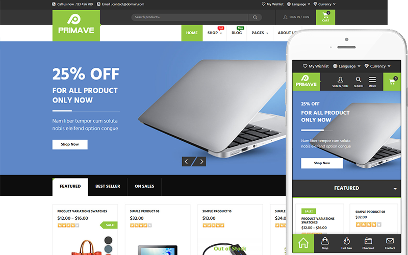 Primave - Çok Amaçlı Tema WooCommerce Teması