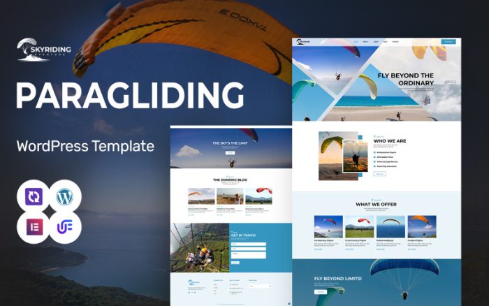 Skyriding - Yamaç Paraşütü Kulübü ve Gökyüzü Maceraları WordPress Elementor Teması