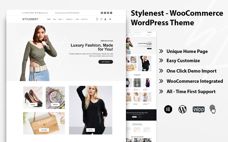 Stylenest - Minimal Moda Mağazası WordPress WooCommerce Teması